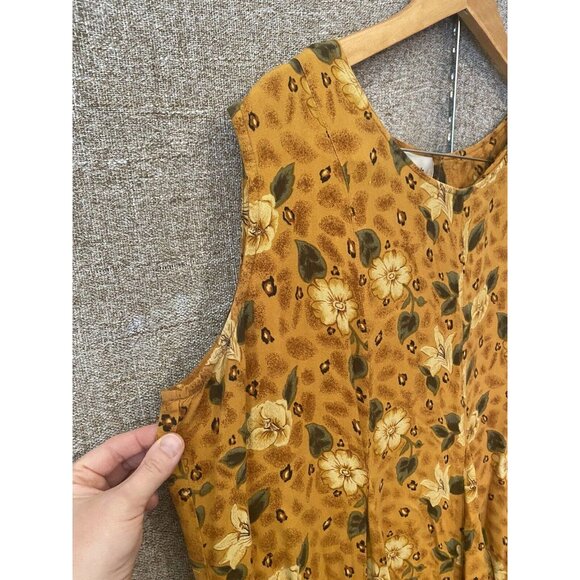 Vintage Y2K 90s Sarah Richards Plus Floral Circle Skirt Sz 12 Yellow Sleeveless - Picture 3 of 10